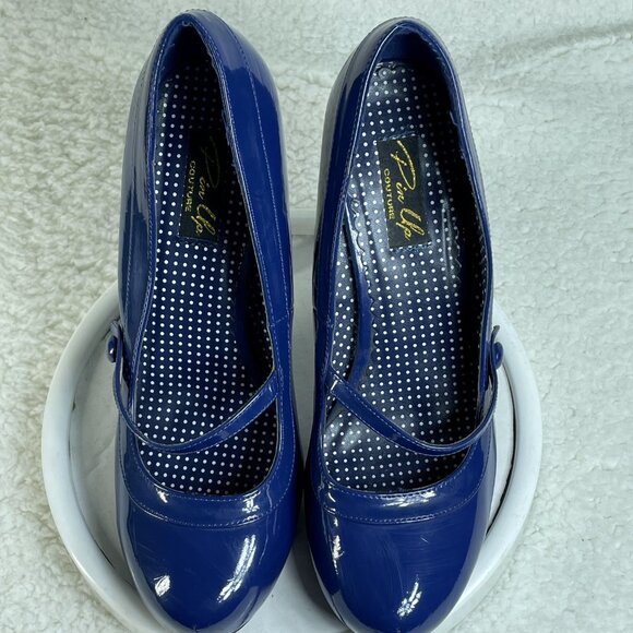 Pinup Couture High Heels Womens Size 8 Blue CUTIEPIE-02 4.5 Inch Heels - Picture 5 of 9
